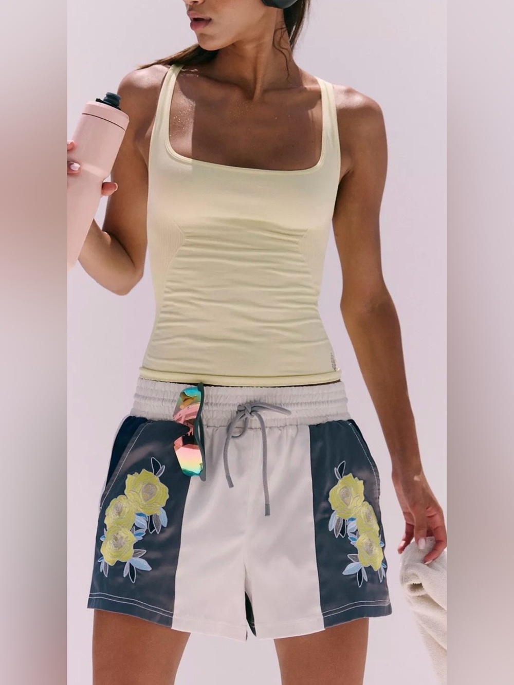 NEW! Free People Movement In The Ring Athletic Embroidered Shorts XS